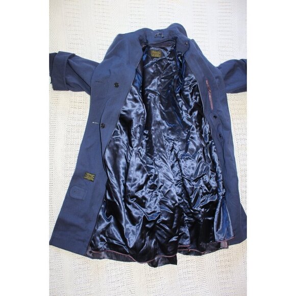 Vintage US Air Force Army 100% Wool Blue Trench Coat Size 14 L Military Heavy - Picture 7 of 12